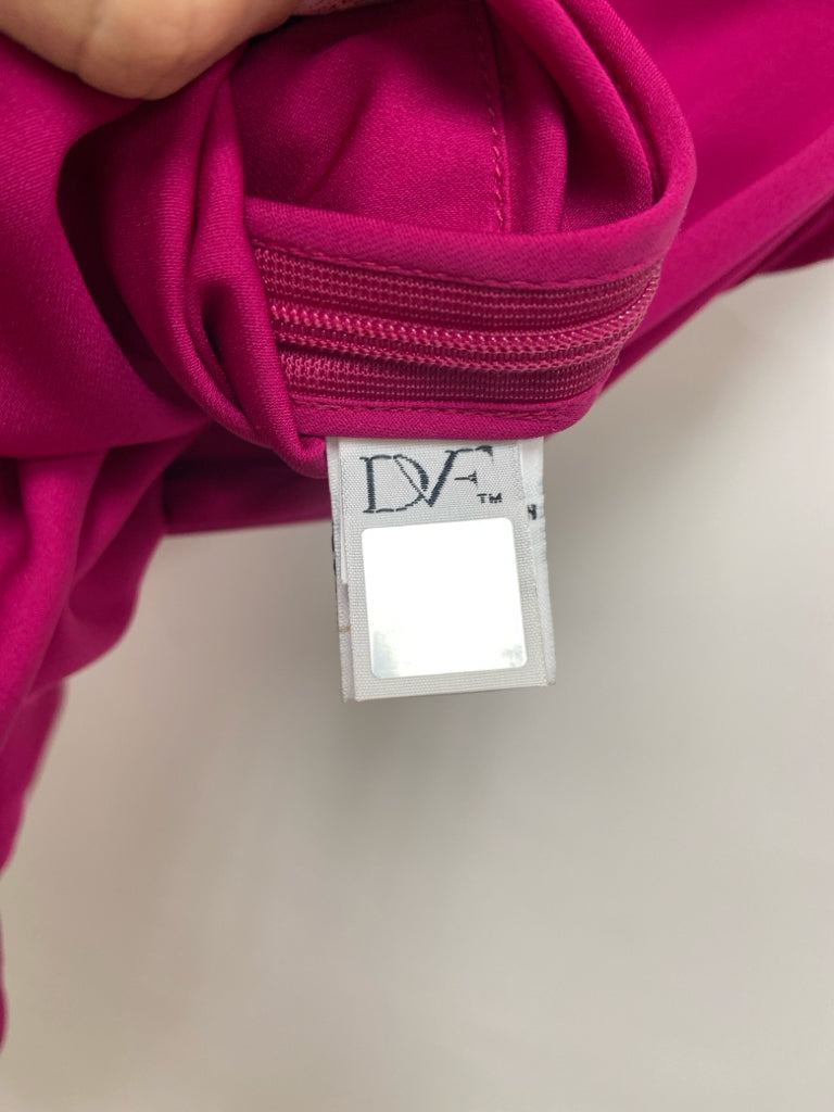 Diane Von Furstenberg Size 12 Magenta Sleeveless Silk Blend Ladies Dress