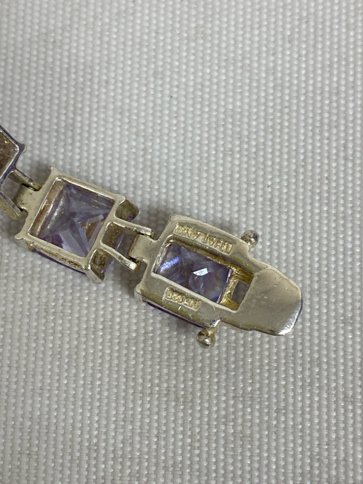 Purple Silver Jeweled Bracelet