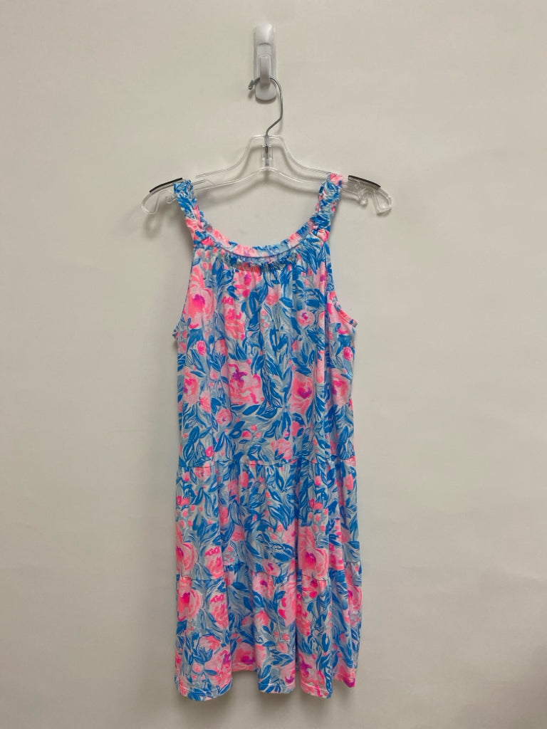 LILLY PULITZER SIZE 12/14 Blue Pink/White Flowers Sleeveless Girl&