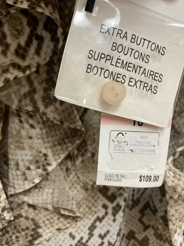 NWT Jones New York Size 10 White Brown Snake Print Ladies Top