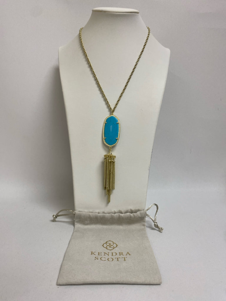Kendra Scott Turquoise Gold Color Jeweled Necklace