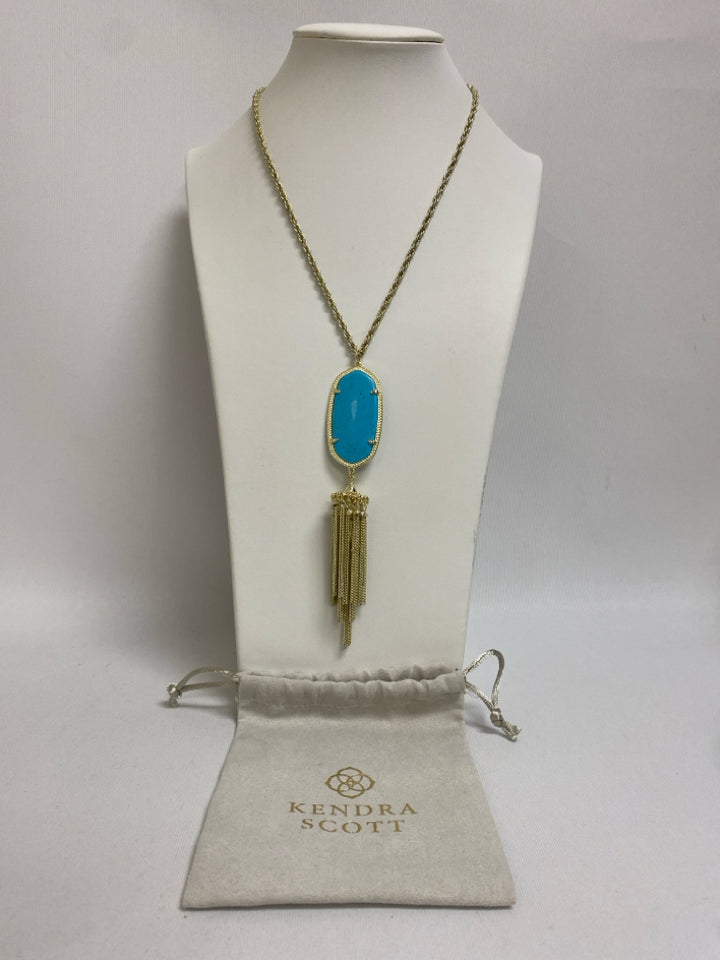 Kendra Scott Turquoise Gold Color Jeweled Necklace