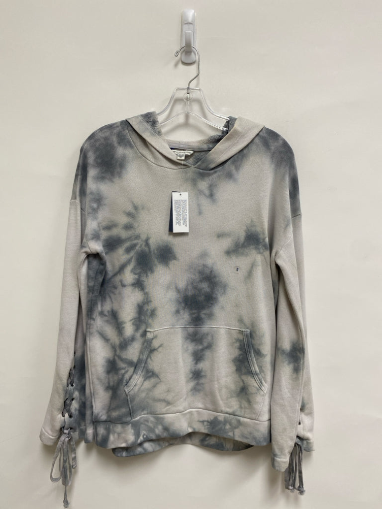 NWT American Eagle Size S Gray/Cream Tie Dye Hooded Ladies Top