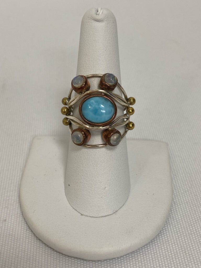 Silver/Gold Turquoise Beaded Ring