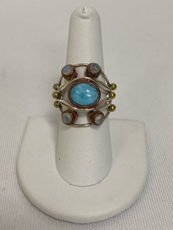 Silver/Gold Turquoise Beaded Ring