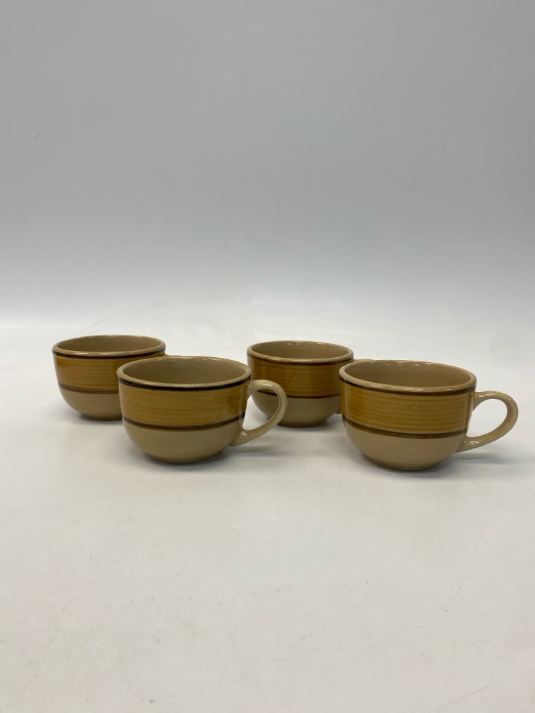 Tan Gold Striped Coffee Mug