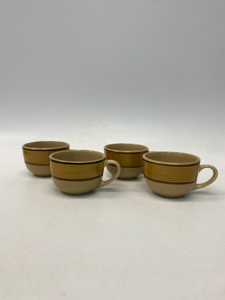 Tan Gold Striped Coffee Mug