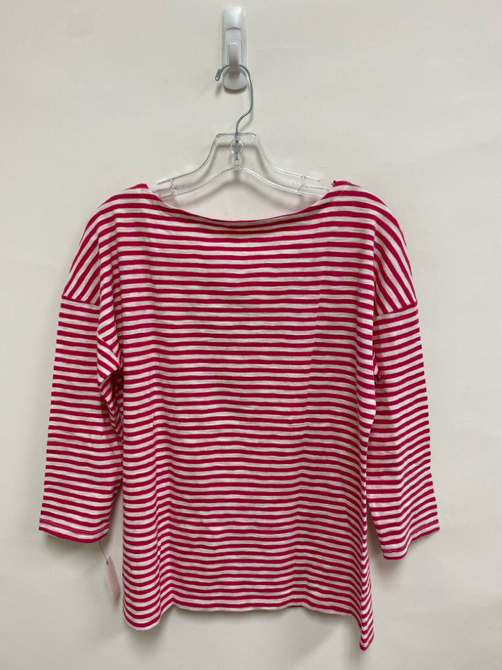 NWT Talbots Size M Pink White Striped Long Sleeve Ladies Top