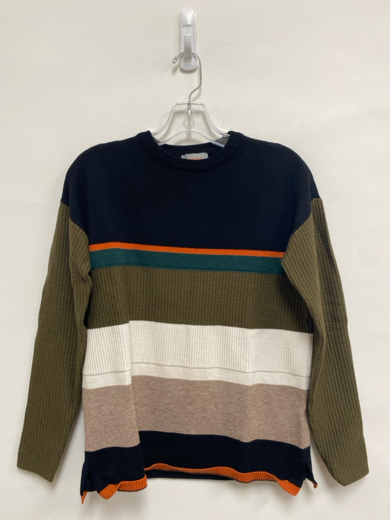 Size M Black Green/Orange Striped Ladies Sweater
