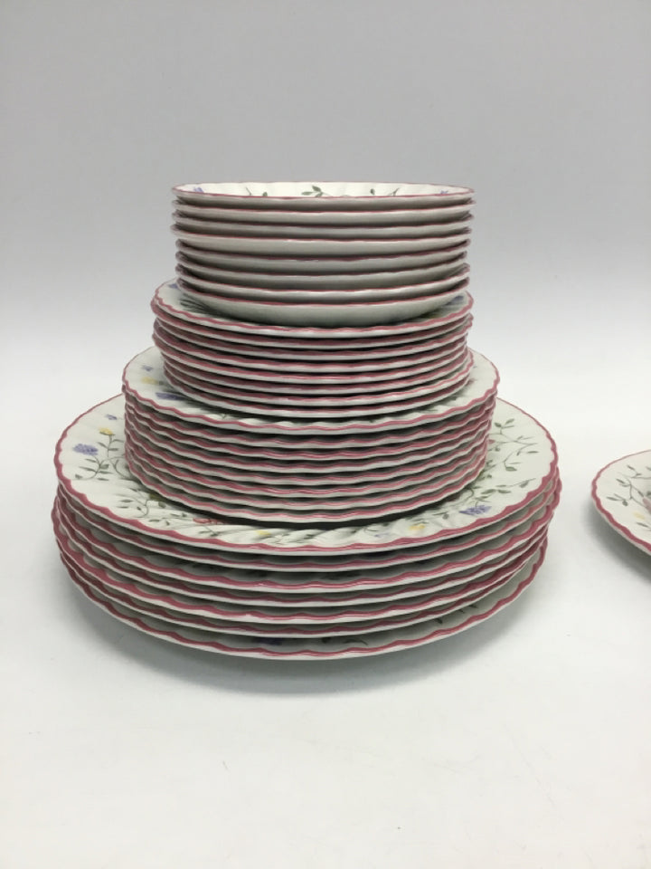 White Pink/Multi Flowers Dishes