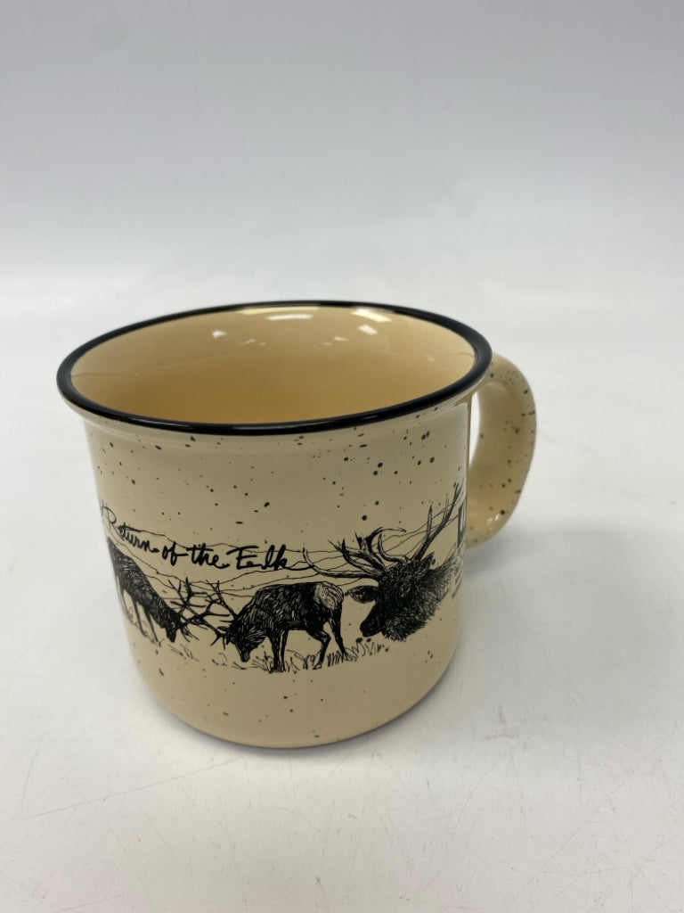 NWT Cream Black Scene Coffee Mug