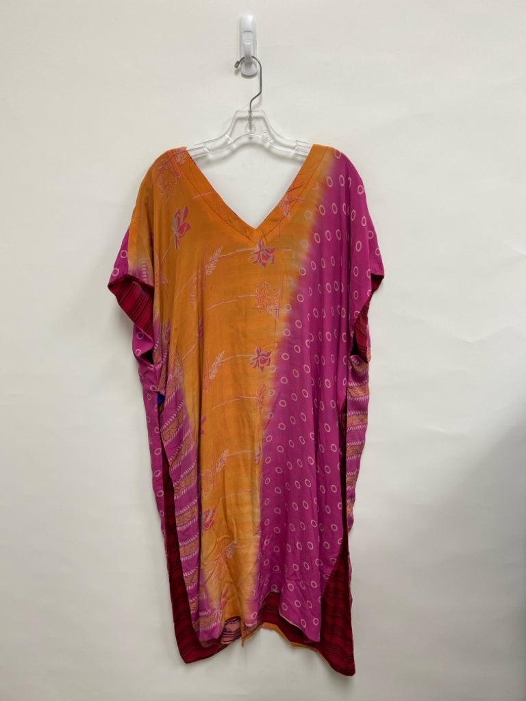Size OSFM Orange/Pink Assorted Print Button Up Ladies Kimono