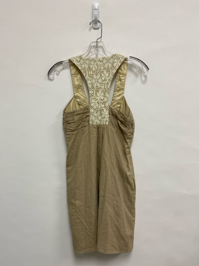Size 0 Cream Beige Lace Sleeveless Ladies Dress
