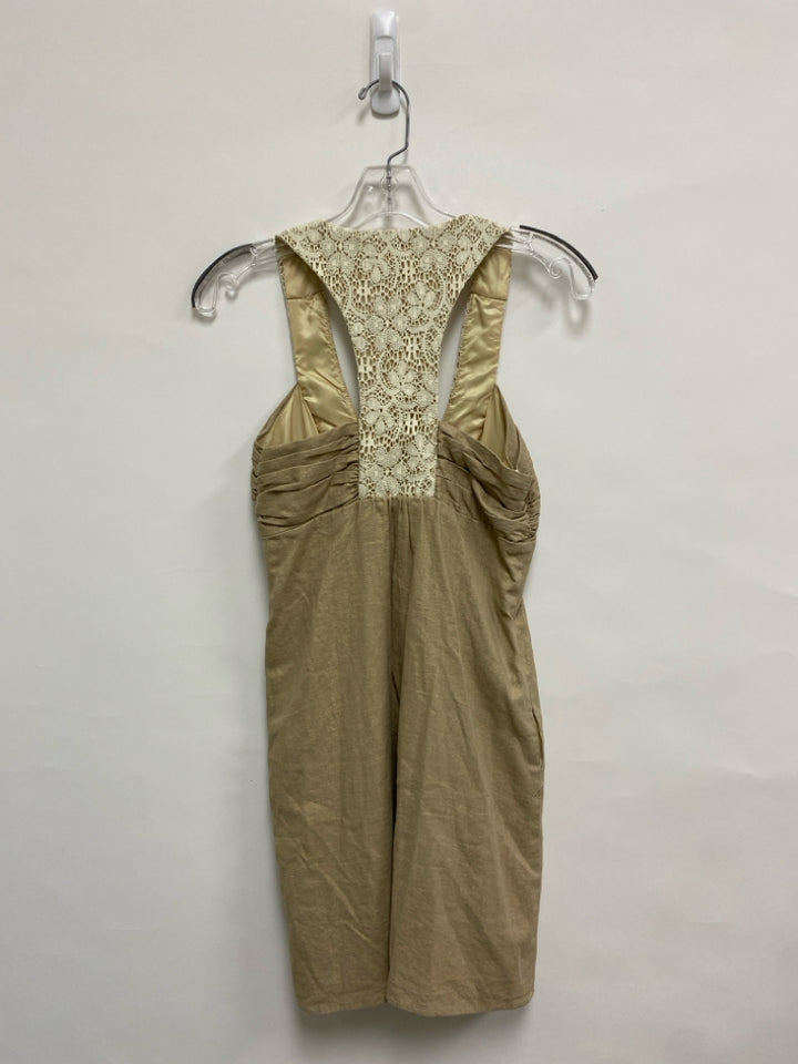 Size 0 Cream Beige Lace Sleeveless Ladies Dress