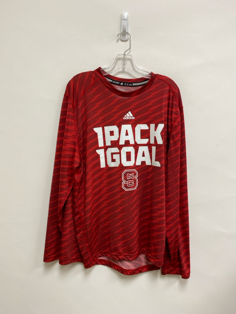 Adidas Size 2X Red White NC State Long Sleeve Men&