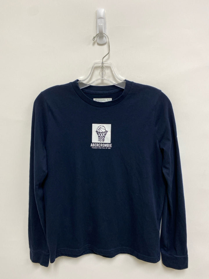 Abercrombie Kids SIZE 13/14 Navy White Long Sleeve Tee Boy&