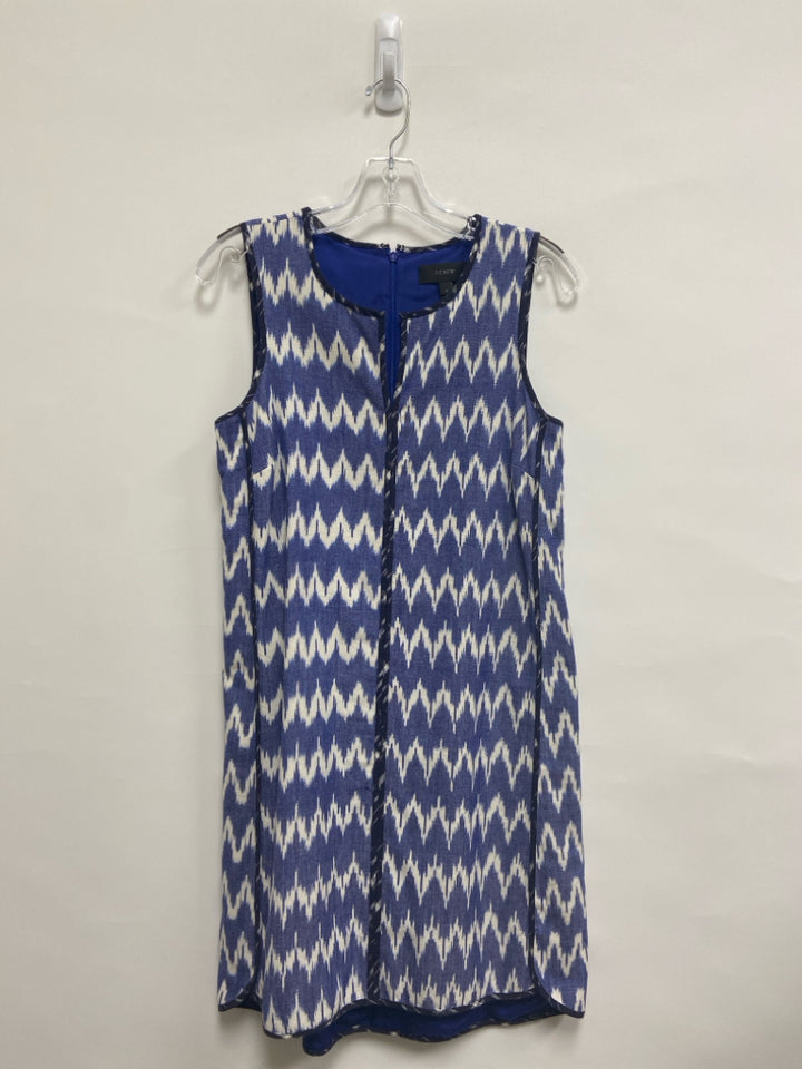 J Crew Size 4 Blue/Cream Zig Zag Sleeveless Ladies Dress