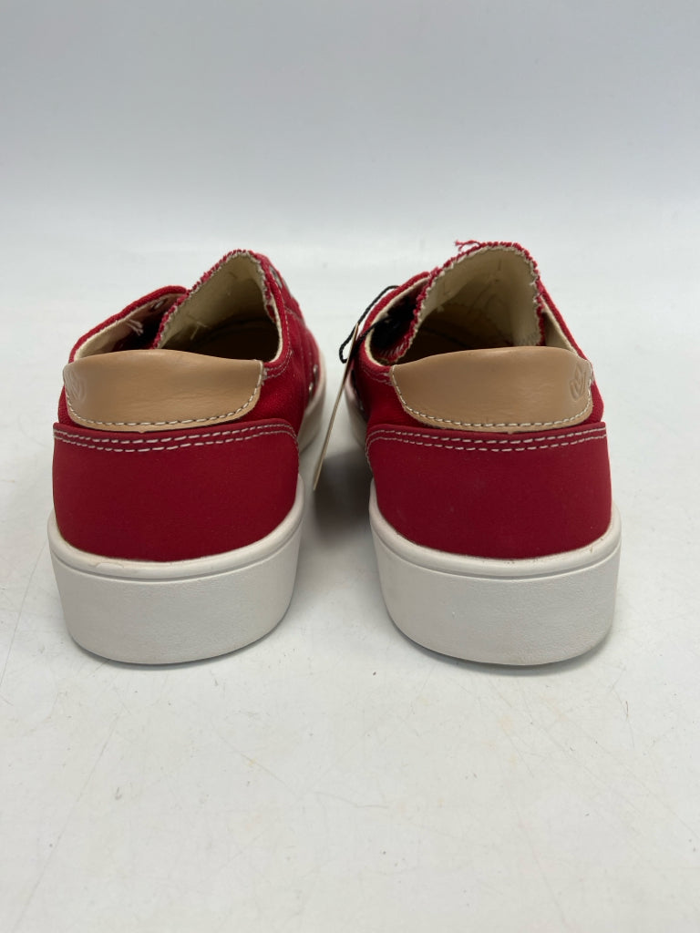 Spenco  Size 7 Red White Fabric Sneakers