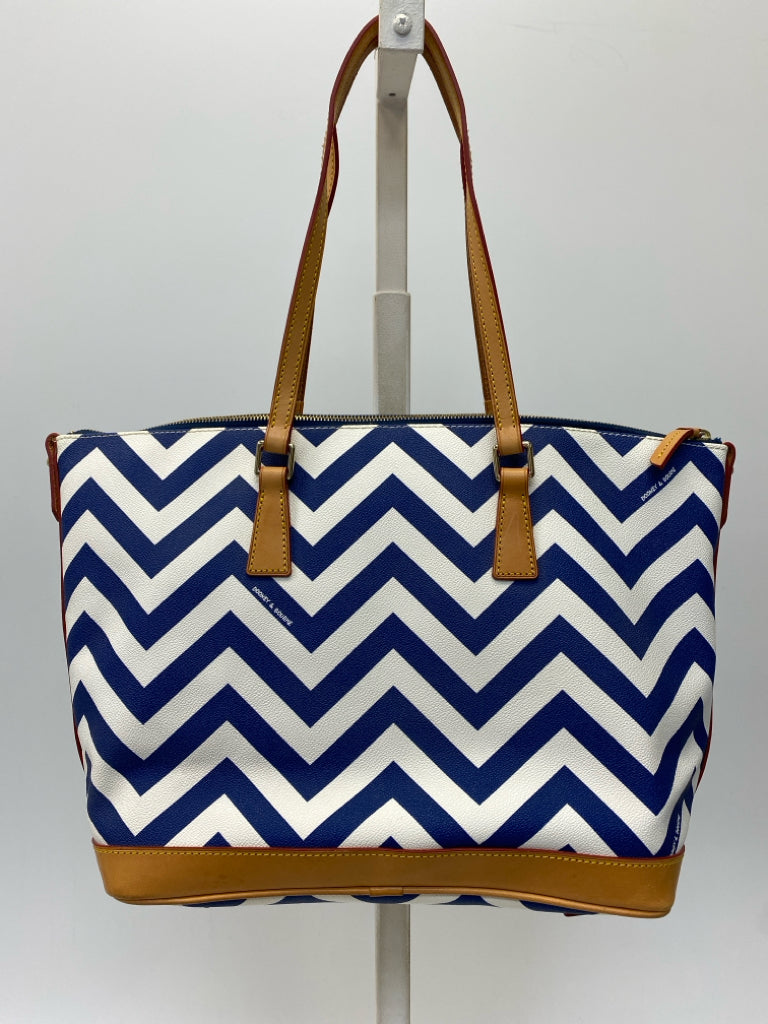 Dooney &amp; Bourke White Dark Blue Chevron Handbag