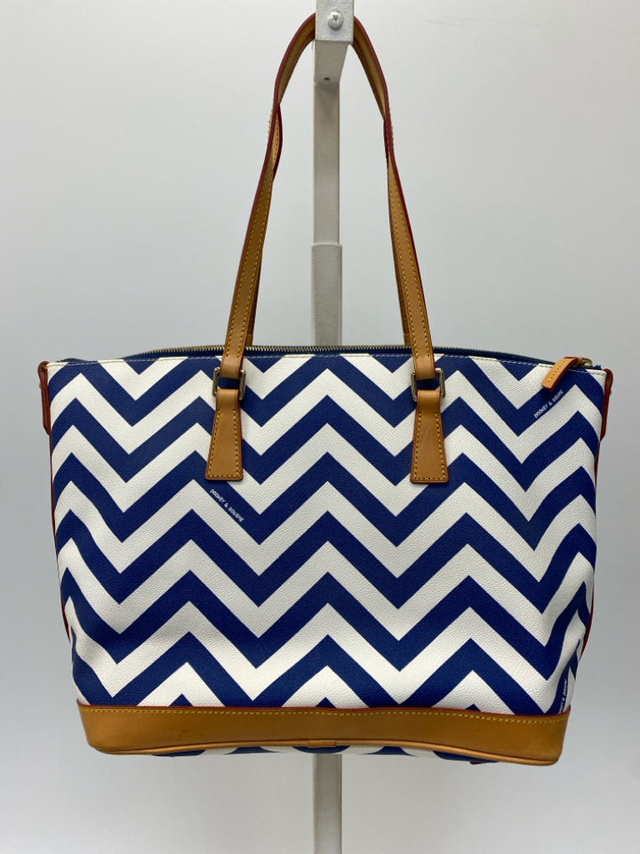Dooney &amp; Bourke White Dark Blue Chevron Handbag