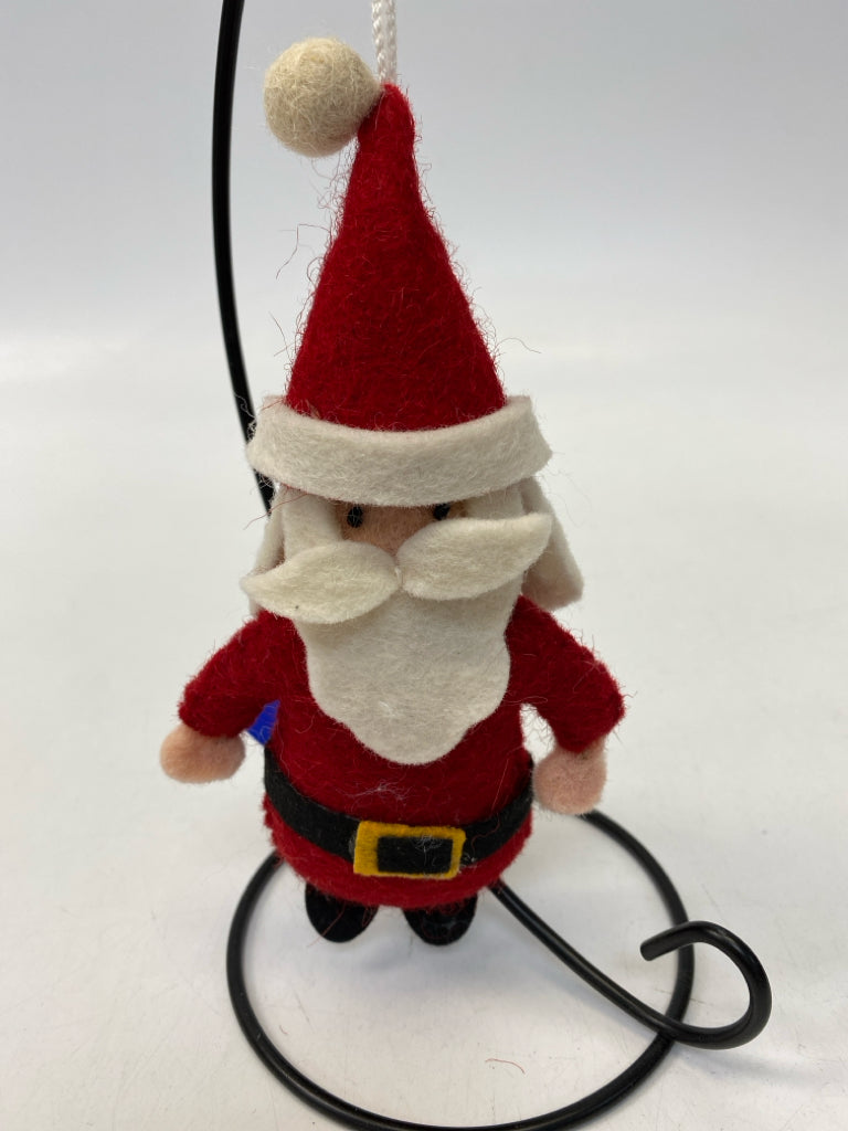 Red White Santa Wool Ornaments