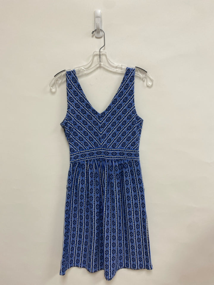 Maeve Size 8 Blue/White Black Southwestern Sleeveless Ladies Dress