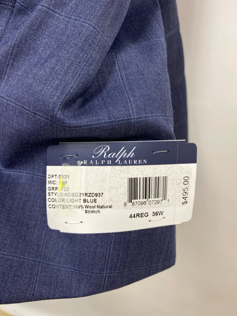 NWT Ralph Lauren Size 44R Dark Blue Windowpane Wool Men&