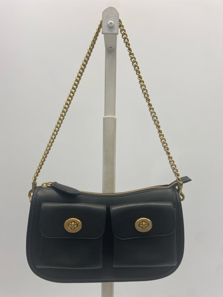 Coach Black Brass Twin Turnlock Waverly Bag w/3 Straps CDZ20