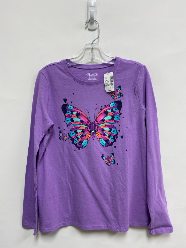 NWT The Place SIZE 14 Purple Aqua/Coral Butterflies Long Sleeve Tee Girl&