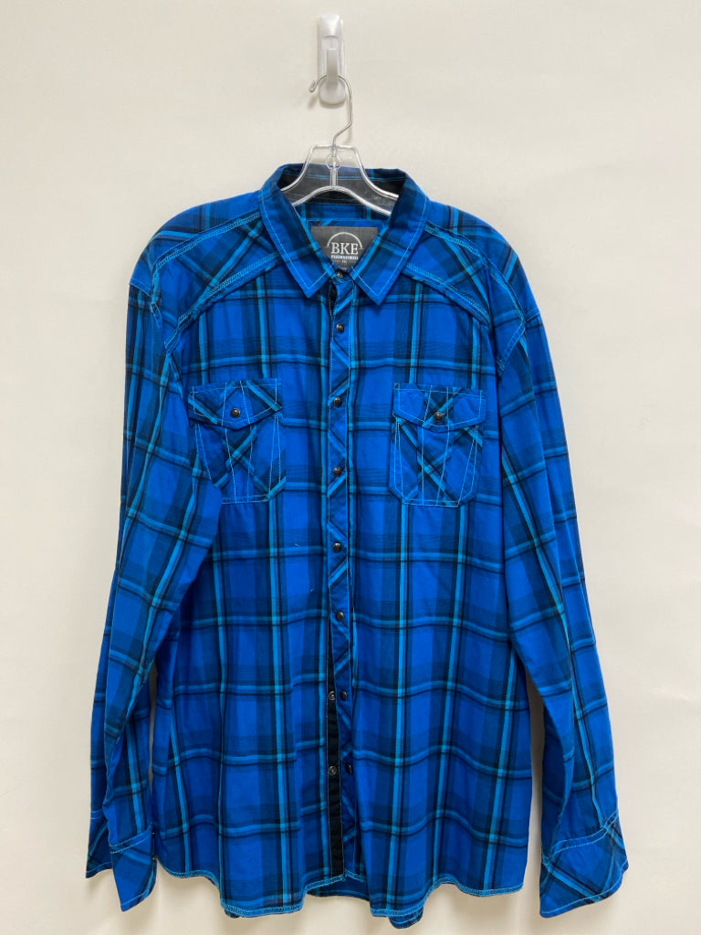 BKE Size XXL Blue Black Plaid Men&