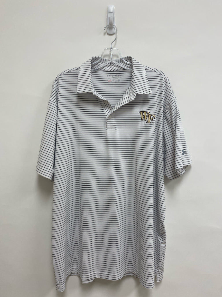 Under Armour Size XXL White/Gray Striped Polo Men&