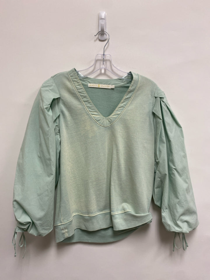 Marie Oliver Size S Faded Mint Green Puff Sleeve Ladies Top