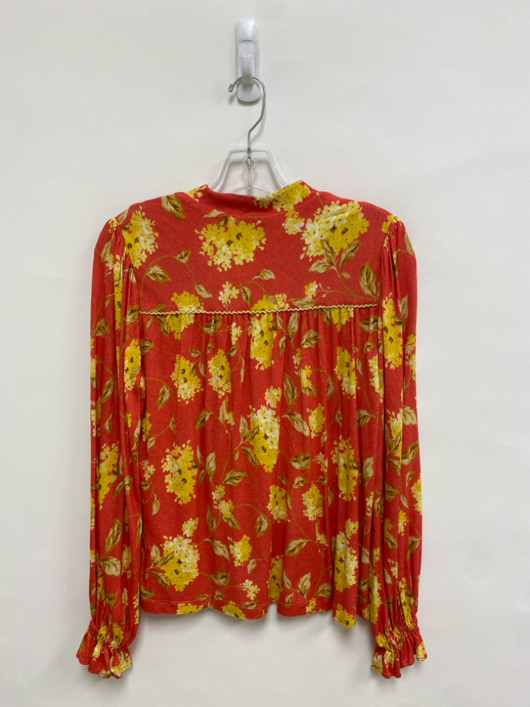 NWT blank LONDON Size S Coral Yellow Floral Ladies Top