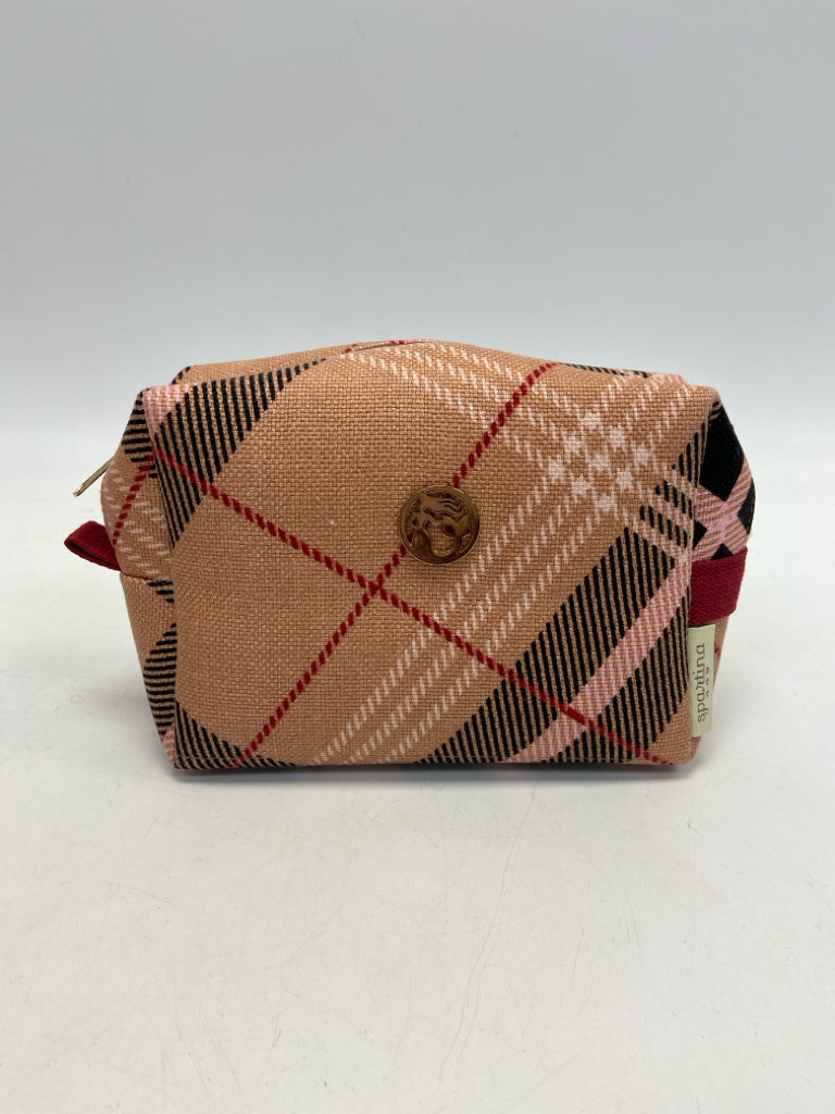 Spartina 449 Coral Black/Pink Plaid Make-up Bag