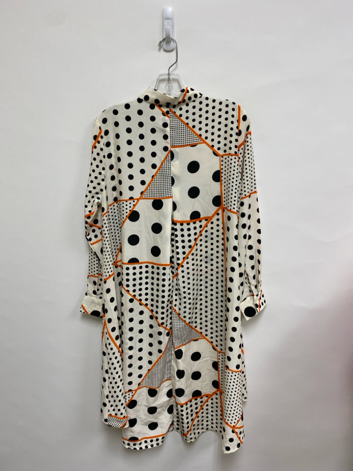 NWT Size M Cream Black/Orange Polka Dot Ladies Top