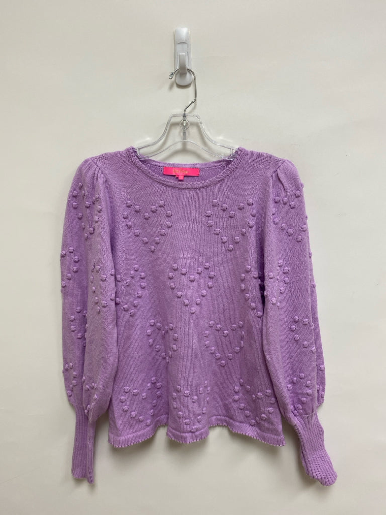 LILLY PULITZER Size S Lavender Pom Poms Puff Sleeve Ladies Sweater