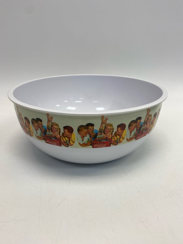 Coca Cola White Multi Color People Melamine Bowl(s)