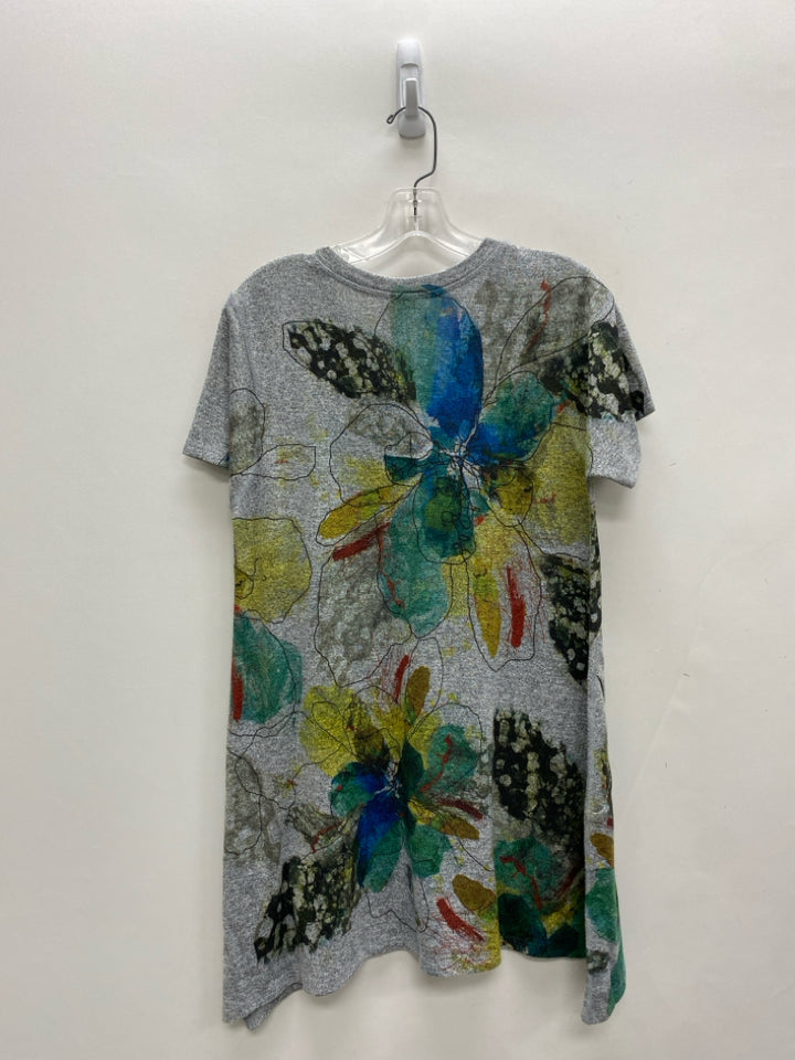 Inoah Size M Gray Blue/Multi Abstract Ladies Top