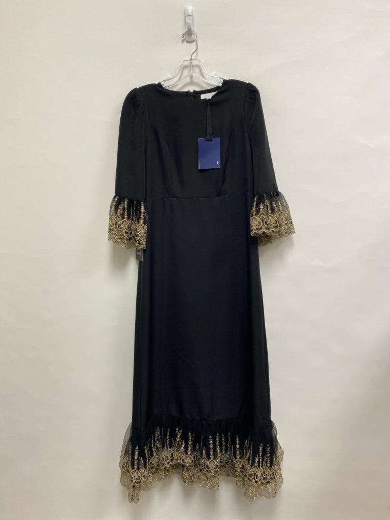 NWT Pomander Place Size M Black Gold Lace Maxi Ladies Formal Dress