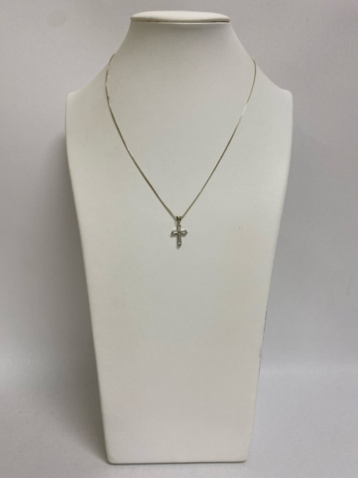 Silver Clear Cross Necklace
