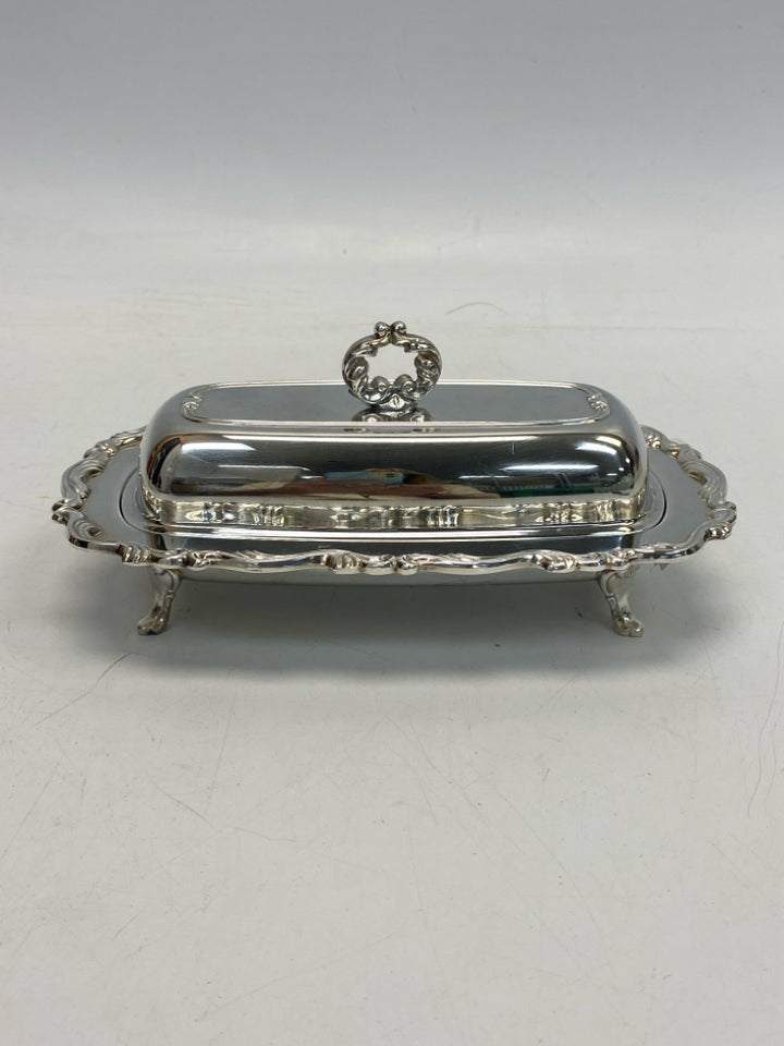 Oneida Silver Clear Metal/Glass Serving Piece