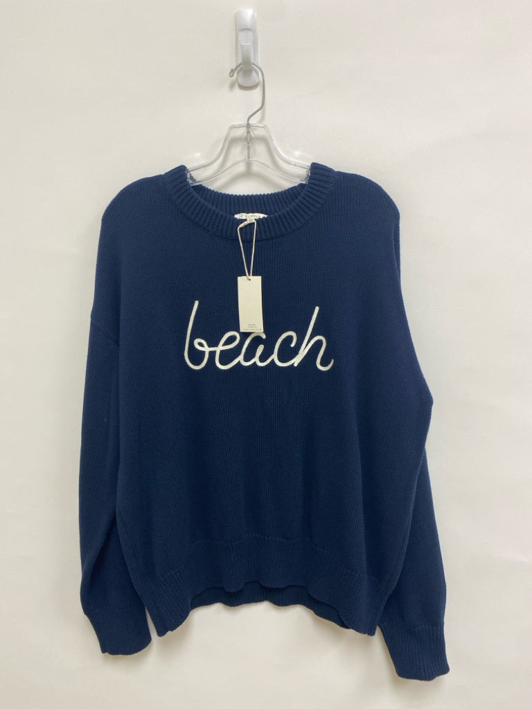 NWT Z Supply Size L Navy White Words Ladies Sweater
