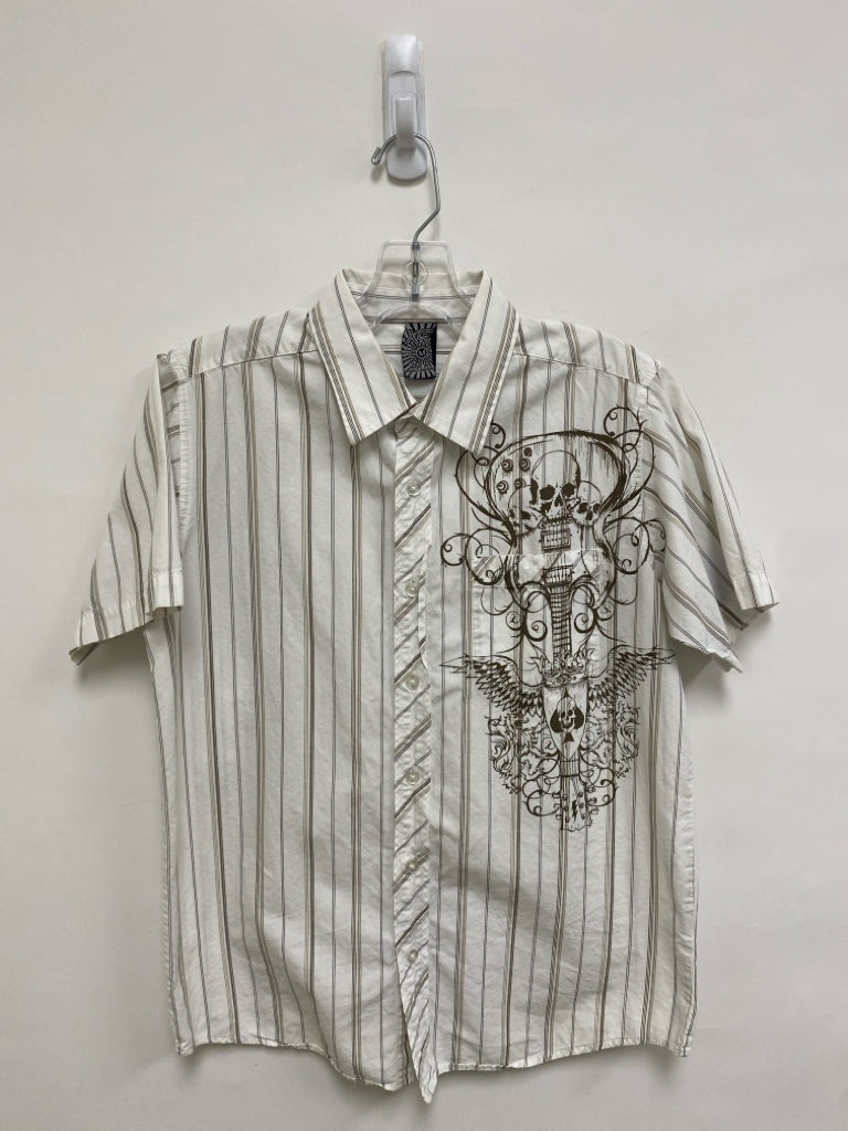SIZE M Cream Brown Guitar(s) Button Up Boy&