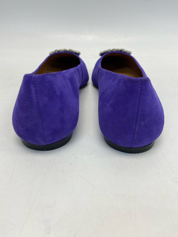 Talbots US Shoe Size 10 Purple White Rhinestone(s) Suede Flats