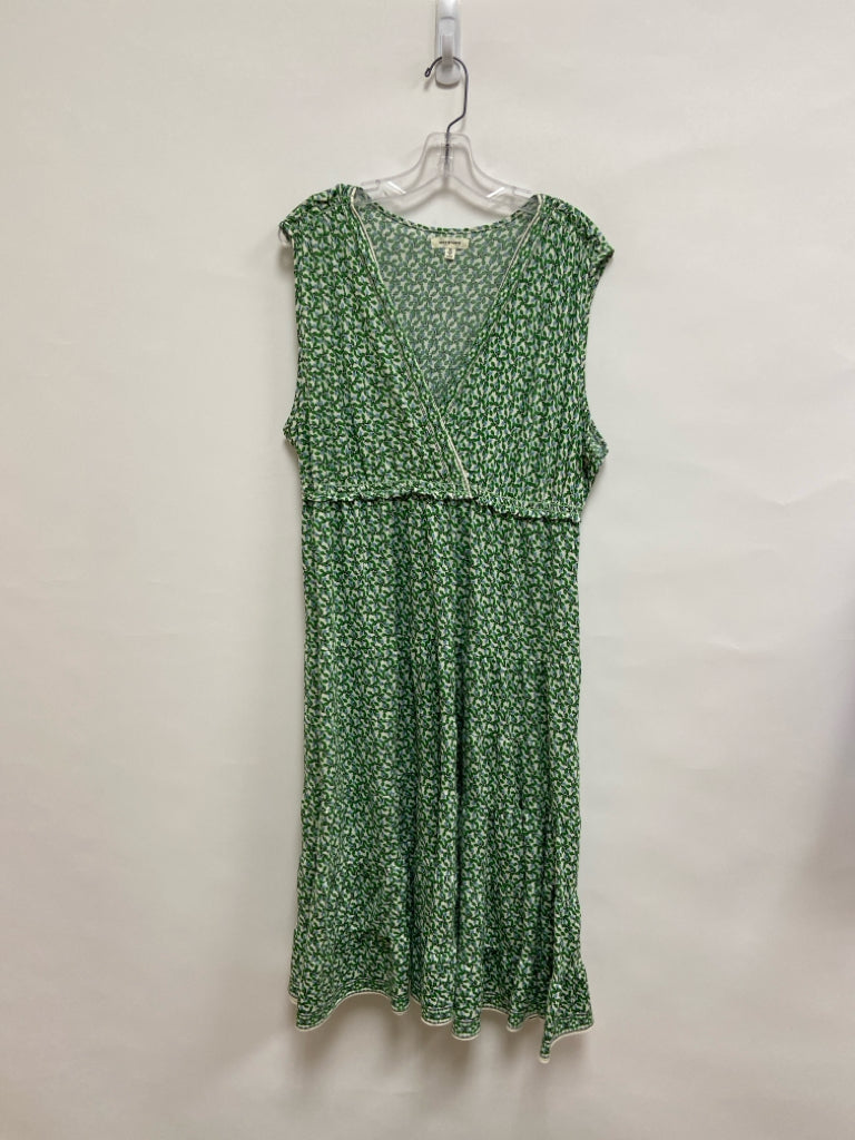 Max Studio  SIZE  1X Cream Blue/Green Print Sleeveless Plus Size Dress