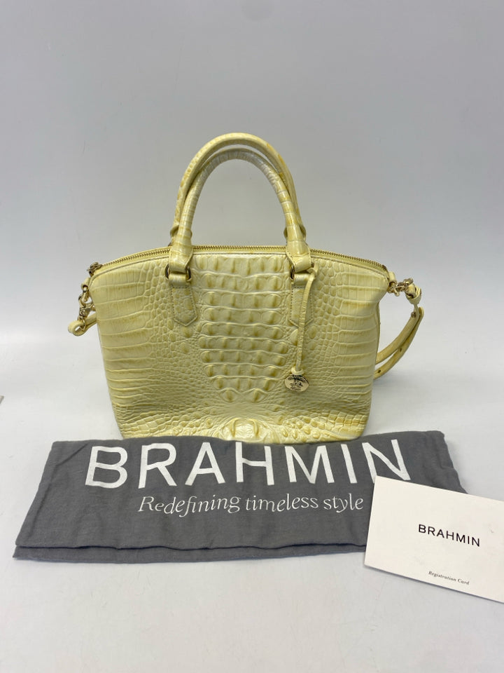 Brahmin Yellow Embossed Handbag