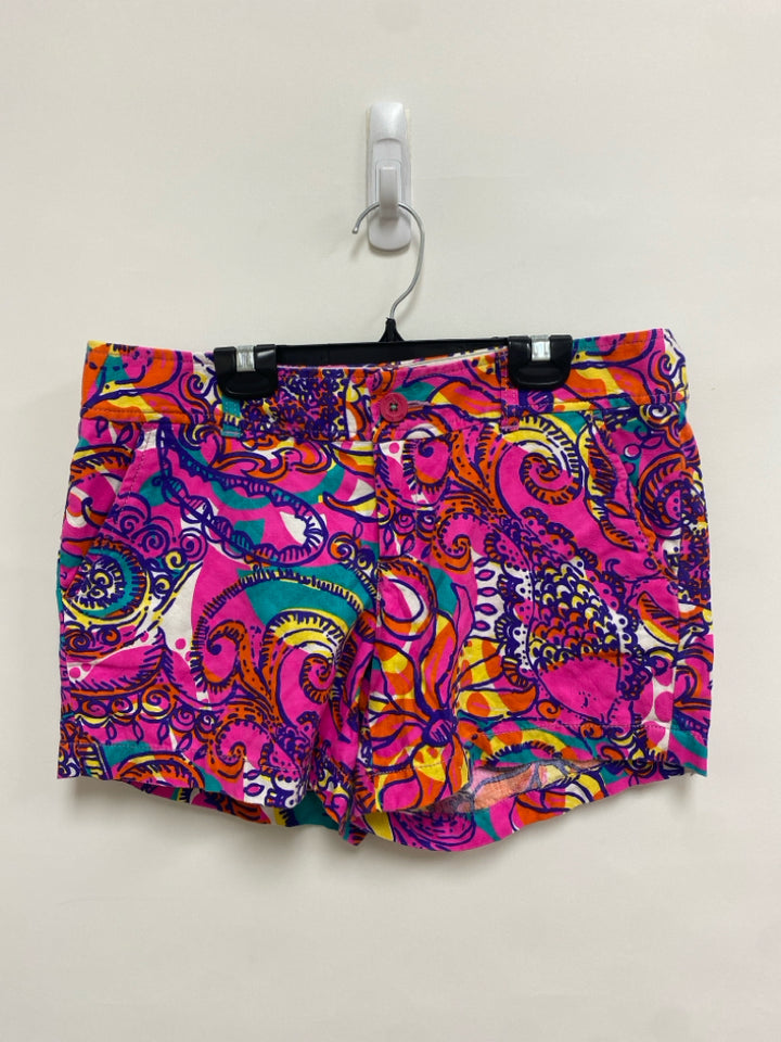 LILLY PULITZER Size 6 Fuschia Purple/Yellow Flowers Ladies Shorts