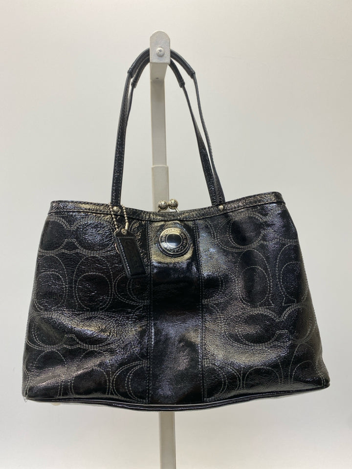 Coach Black Signature Patent Handbag