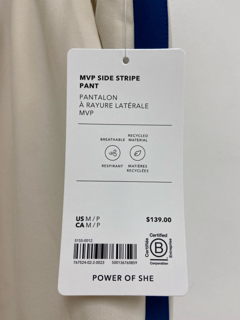 NWT Athleta Size MP White Blue Trimmed Petite Pants