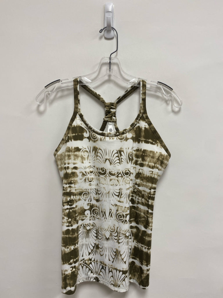Athleta Size M Taupe White Tie Dye Tank Athletic Top